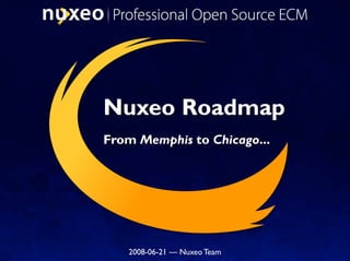 Nuxeo Roadmap
From Memphis to Chicago...




   2008-06-21 — Nuxeo Team
