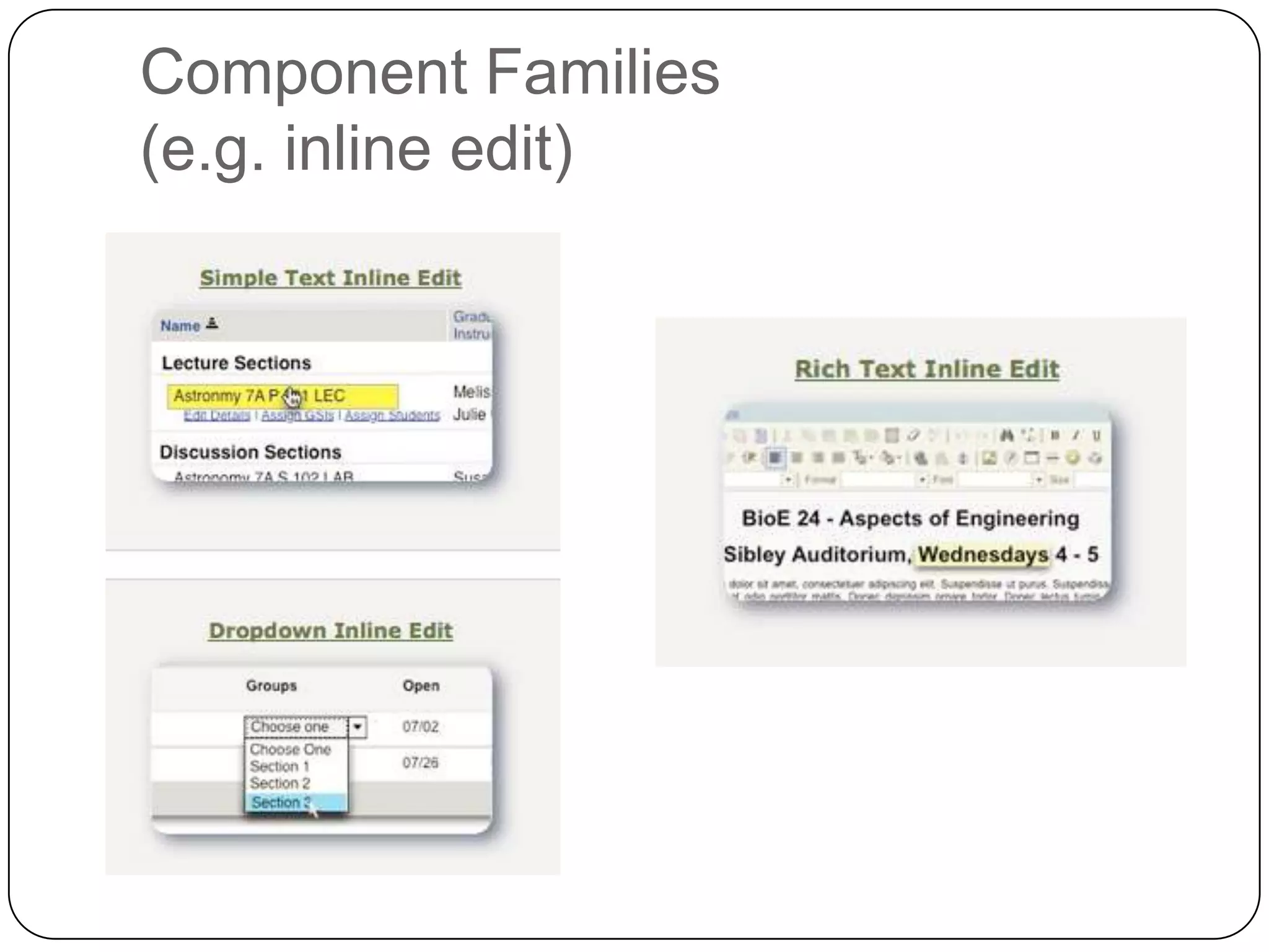 Component Families
(e.g. inline edit)
 