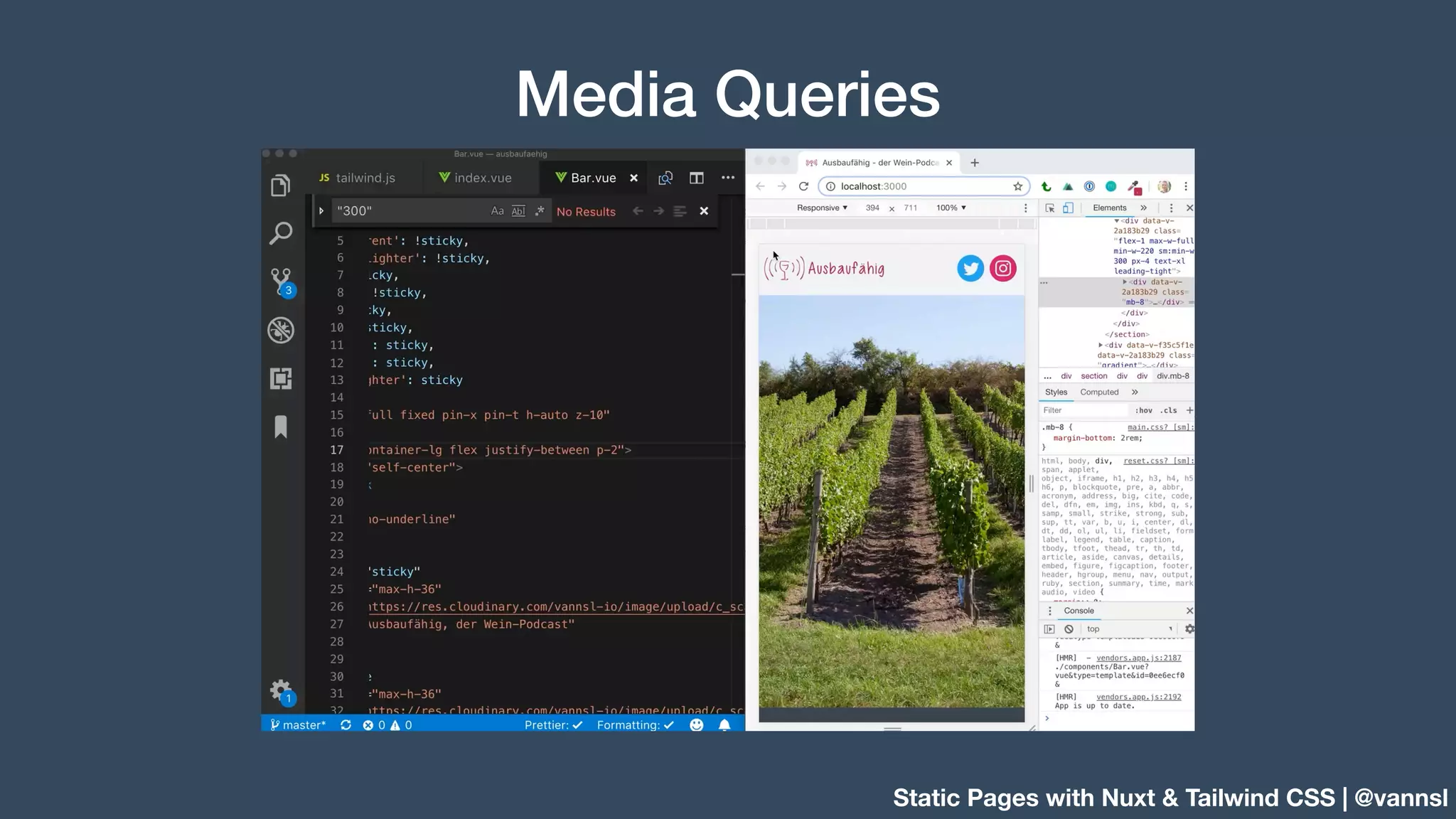 Static Pages with Nuxt & Tailwind CSS | @vannsl Media Queries 