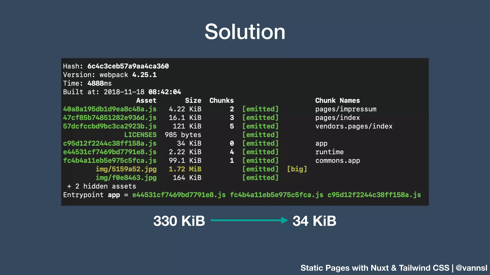 Static Pages with Nuxt & Tailwind CSS | @vannsl Solution 330 KiB 34 KiB 