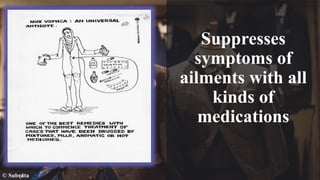 Suppresses
symptoms of
ailments with all
kinds of
medications
© Subrata
 