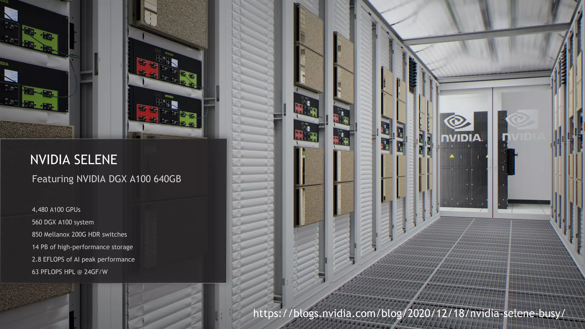 8
NVIDIA SELENE
Featuring NVIDIA DGX A100 640GB
4,480 A100 GPUs
560 DGX A100 system
850 Mellanox 200G HDR switches
14 PB of high-performance storage
2.8 EFLOPS of AI peak performance
63 PFLOPS HPL @ 24GF/W
https://blogs.nvidia.com/blog/2020/12/18/nvidia-selene-busy/
 