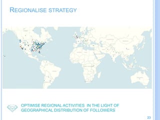 REGIONALISE STRATEGY
23
OPTIMISE REGIONAL ACTIVITIES IN THE LIGHT OF
GEOGRAPHICAL DISTRIBUTION OF FOLLOWERS
 