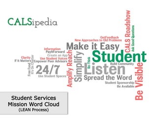 Student Services
Mission Word Cloud
(LEAN Process)
 