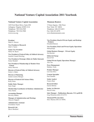 National Venture Capital Association 2011 Yearbook

National Venture Capital Association                    Thomson Reuter...