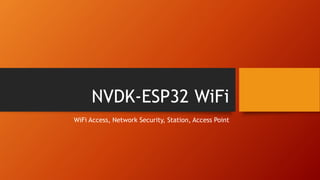 NVDK-ESP32 WiFi
WiFi Access, Network Security, Station, Access Point
 