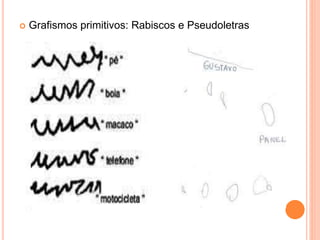  Grafismos primitivos: Rabiscos e Pseudoletras 
 