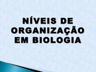 NÍVEIS DE
ORGANIZAÇÃO
EM BIOLOGIA
 