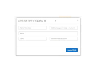 PLANO DE
COMPENSAÇÃO

5 - BINÁRIO
Necessário dois diretos (LE e LD ) para qualificação.
O modelo de pagamento dos bônus de marketing,

será o BINÁRIO ABERTO.
Cada pessoa poderá ter em seu CPF até 3 contas.
O associado receberá de 10 a 40% dos pontos da
menor equipe de acordo com sua qualificação,
como a tabela a seguir :

 