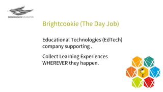 Brightcookie (The Day Job)
Educational Technologies (EdTech)
company supporting .
Collect Learning Experiences
WHEREVER they happen.
 