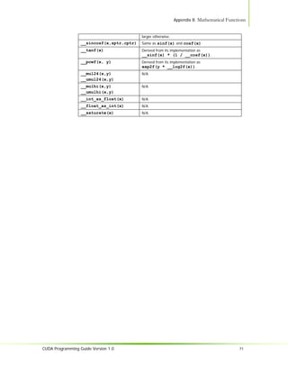 Nvidia CUDA Programming Guide 1.0 | PDF