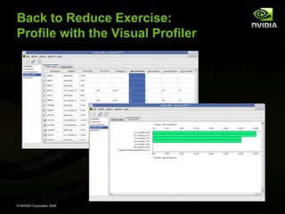 Back to Reduce Exercise:
Profile with the Visual Profiler

© NVIDIA Corporation 2008

 