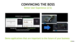 CONVINCING THE BOSS
Better User Experience (2/2)
Demo applications that are important to the future of your business
 