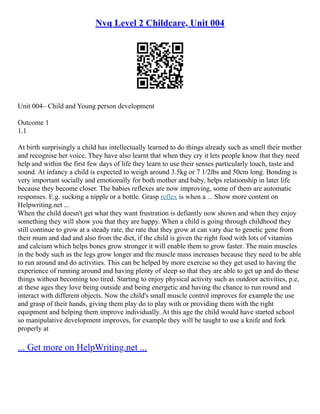 Nvq Level 2 Childcare, Unit 004 | PDF