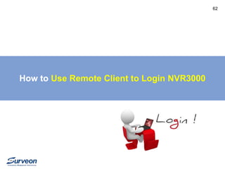 How to Use Remote Client to Login NVR3000 
62 
 
