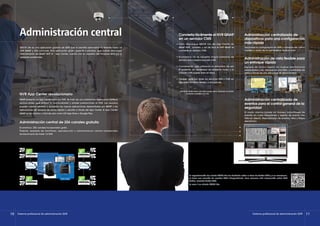 NVR App Center revolucionario
QNAP presentó un App Center para sus NVR. Se trata de una plataforma digital para distribuir
aplicaciones, que amplía la funcionalidad y añade prestaciones al NVR. Los usuarios
pueden instalar, eliminar y actualizar las nuevas aplicaciones desarrolladas por QNAP y las
aplicaciones de terceros de forma rápida y sencilla a través del App Center. El App Center
QNAP es tan intuitivo y fácil de usar como iOS App Store y Google Play.
Administración central de 256 canales gratuita
Económica: 256 canales incorporados gratis.
Potente: respaldo de monitoreo, reproducción y administración central multiservidor
revolucionaria de hasta 16 NVR.
Administración central
QSCM Lite es una aplicación gratuita de QVR que le permite administrar fácilmente hasta 16
NVR QNAP y 256 cámaras. Esta aplicación gratis, potente y pionera, que puede descargar
directamente de QNAP NVR UI - App Center, cuenta con el respaldo del firmware QVR 5.0 (y
versiones posteriores).
10 Sistema profesional de administración QVR Sistema profesional de administración QVR 11
IP Network IP Network
VioStor NVR
VioStor NVRVioStor NVR VioStor NVRVioStor NVR
VioStor NVRVioStor NVR VioStor NVRVioStor NVR
NVR+CMS
Administración centralizada de
dispositivos para una configuración
más rápida
Sincronice la configuración en NVR y cámaras del mismo
modelo a través de los parámetros "Aplicar todo".
Administración de vista flexible para
un enfoque rápido
Agrupe de forma lógica los mapas electrónicos
relacionados y las cámaras en una Vista, y administre las
vistas a través de una estructura de árbol intuitiva.
Administración centralizada de
eventos para el control general de la
seguridad
El modo alarma brinda un manejo instantáneo de
eventos en cada instantánea y registro de evento con
Vista en directo, Reproducción de eventos, Vista y Mapa
electrónico.
Convierta fácilmente el NVR QNAP
en un servidor CMS
Fácil: descargue QSCM Lite del App Center de
QNAP NVR , instálelo y así de fácil el NVR QNAP se
convierte en servidor CMS.
Económico: no se necesita ningún hardware de
servidor extra para la solución CMS.
Conveniente: siga utilizando la estructura de red
IP existente, sin necesidad de rediseñar nada, y la
solución CMS puede estar en línea.
Flexible: opte por tener los servicios NVR y CMS en
ejecución al mismo tiempo, o uno por vez.
* La especificación del cliente QSCM Lite fue diseñada sobre la base de VioStor CMS y a su semejanza,
es decir una solución de servidor CMS independiente. Para conocer más información sobre CMS
VioStor, consulte VioStor CMS.
* La serie L no admite QSCM Lite.
* [NOTA] El rendimiento del NVR puede verse afectado al recibir
múltiples eventos a la vez.
 