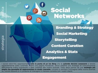 Social 
Networks 
Branding & Strategy 
Social Marketing 
Storytelling 
Content Curation 
Analytics & Stats 
strategia tatt...