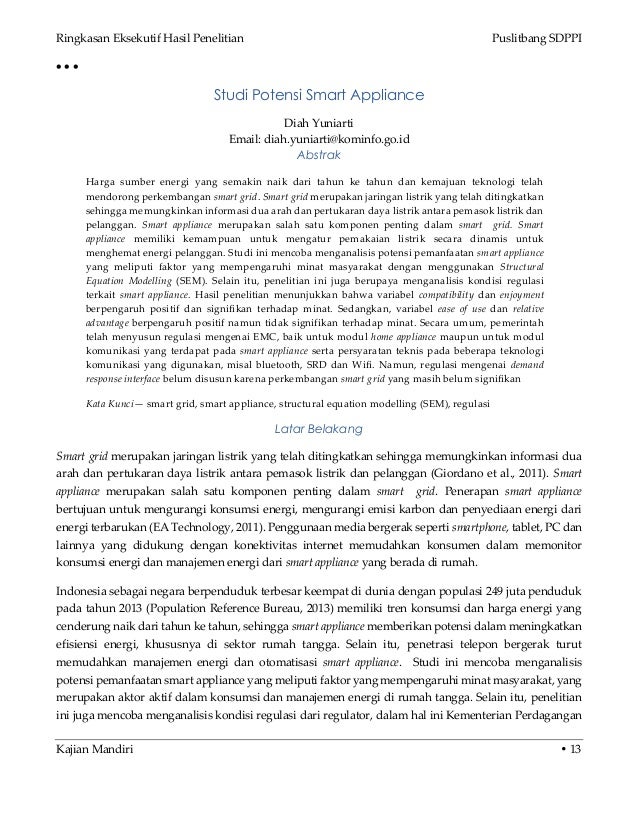 Ringkasan Eksekutif Kajian Puslitbang Sdppi 2014