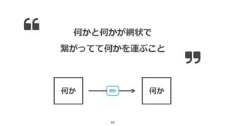 10
何かと何かが網状で
繋がってて何かを運ぶこと
何か 何か何か
 