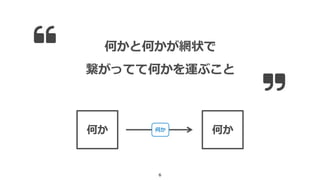 6
何かと何かが網状で
繋がってて何かを運ぶこと
何か 何か何か
 