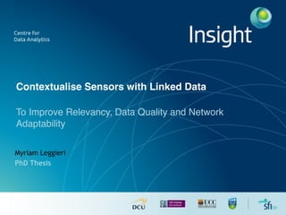 Contextualise Sensors with Linked Data
To Improve Relevancy, Data Quality and Network
Adaptability
Myriam Leggieri
PhD Thesis
 