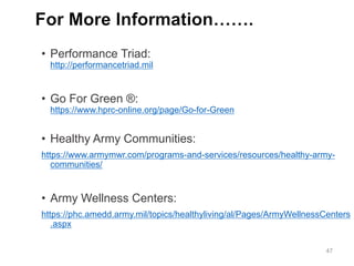Performance Traid Army Enhancing the U.S. Army Performance Through Key Nutrition Initiatives | PDF
