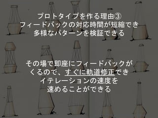 プロトタイプを作る理由③
フィードバックの対応時間が短縮でき
多様なパターンを検証できる
その場で即座にフィードバックが
くるので、すぐに軌道修正でき
イテレーションの速度を
速めることができる
Copyright 2018 Masayuki Tadokoro All rights reserved
Startup Science 2018
 