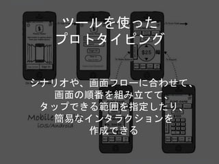 シナリオや、画面フローに合わせて、
画面の順番を組み立てて、
タップできる範囲を指定したり、
簡易なインタラクションを
作成できる
ツールを使った
プロトタイピング
Copyright 2018 Masayuki Tadokoro All rights reserved
Startup Science 2018
 