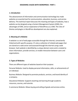 Designing a Blog Using Wordpress | PDF