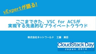 ここまできた、VSC for ACSが 
実現する先進的なプライベートクラウド 
株式会社ネットワールド工藤真臣 
1 
 