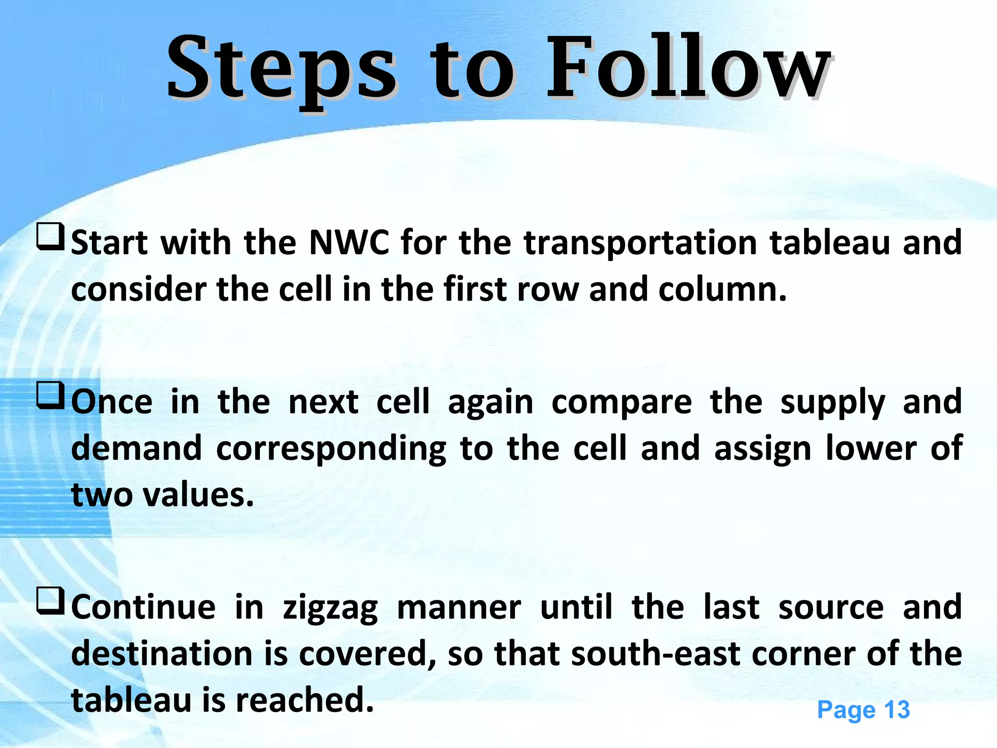 North West Corner Method | PPT