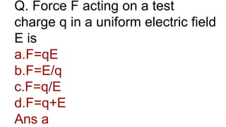 Electrostatics most important questions physics | PPTX