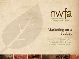 Marketing on a
       Budget
              March 6, 2013
Presented By: Steve Thomas
President of The Net Impact
 