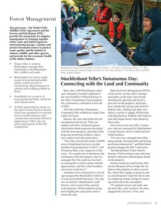 13
2021 Annual Report
Forest Management
More than 1,200 Muckleshoot tribal
and community members gathered in
the rural foo...