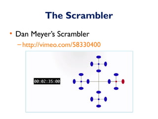 The Scrambler 
• Dan Meyer’s Scrambler 
– http://vimeo.com/58330400 
 