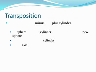 Transposition


minus


sphere
sphere

cylinder
cylinder




plus cylinder

axis

new

 