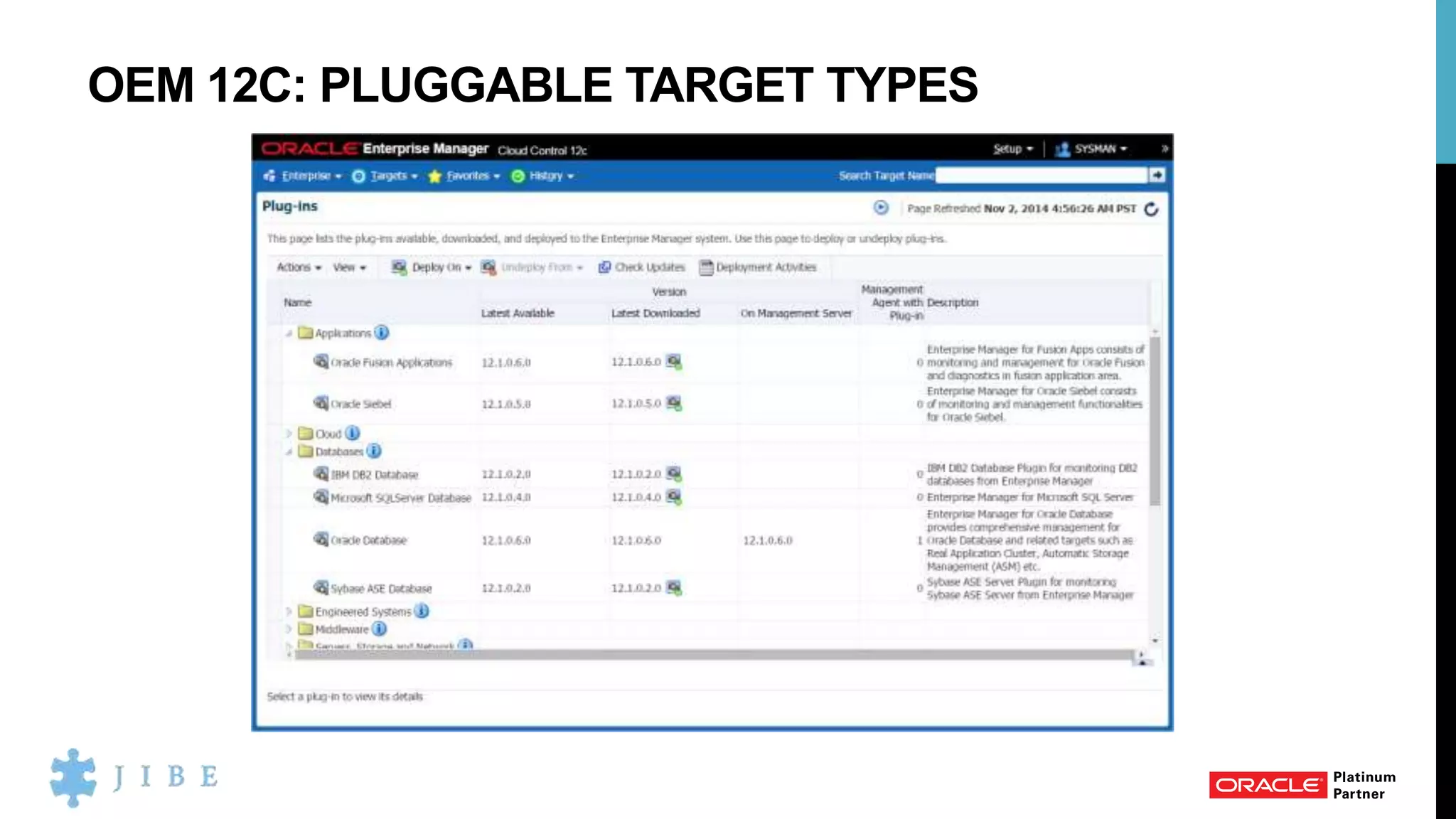 OEM 12C: PLUGGABLE TARGET TYPES
 