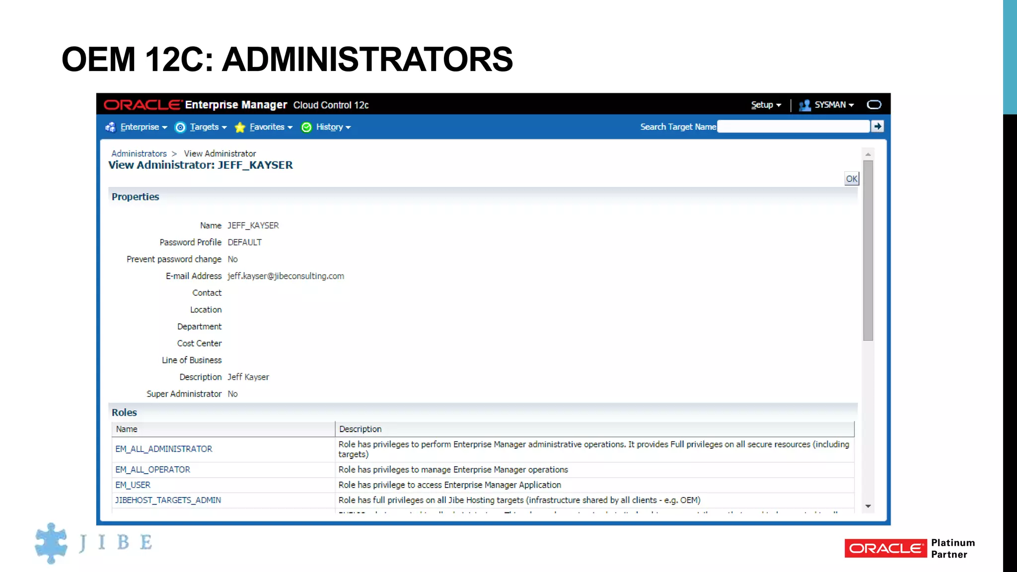 OEM 12C: ADMINISTRATORS
 