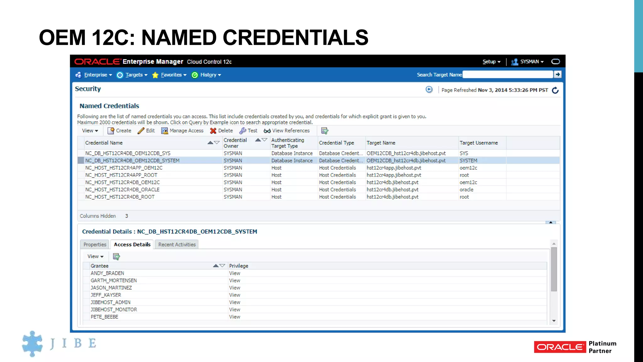 OEM 12C: NAMED CREDENTIALS
 