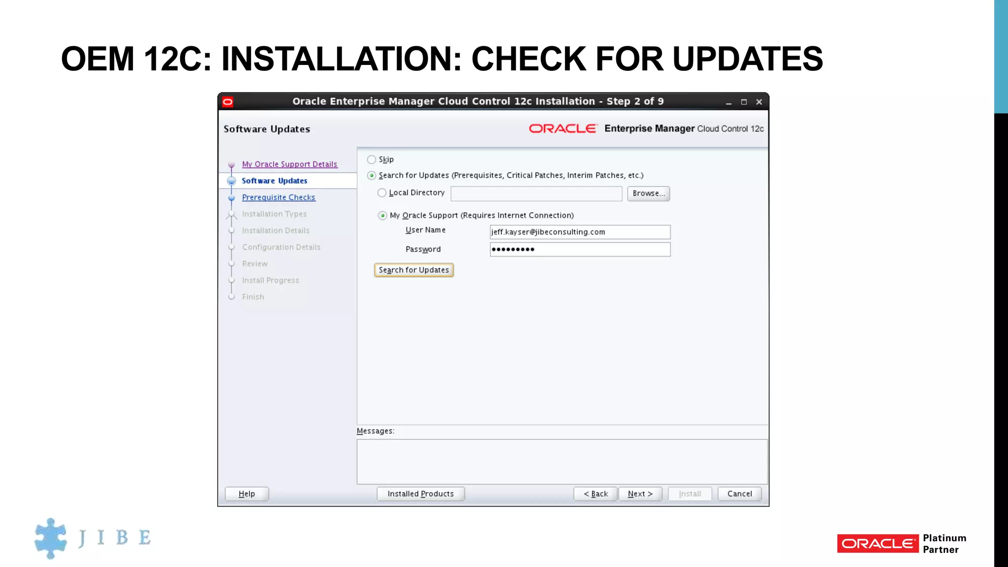OEM 12C: INSTALLATION: CHECK FOR UPDATES
 