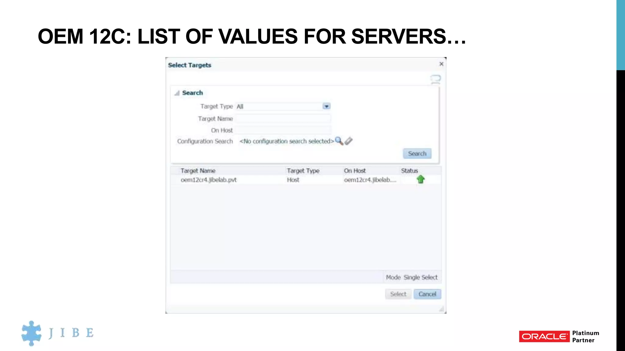 OEM 12C: LIST OF VALUES FOR SERVERS…
 