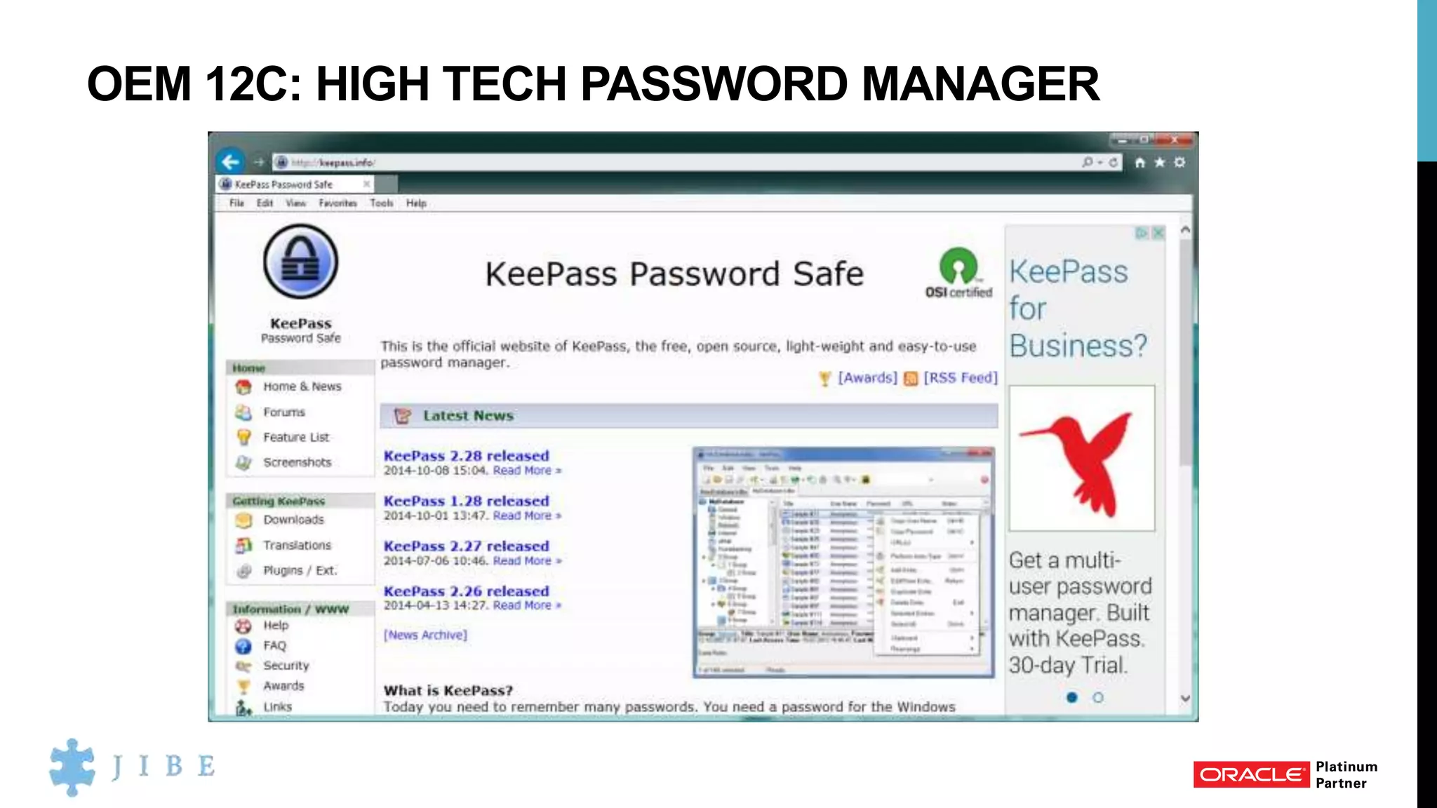 OEM 12C: HIGH TECH PASSWORD MANAGER
 