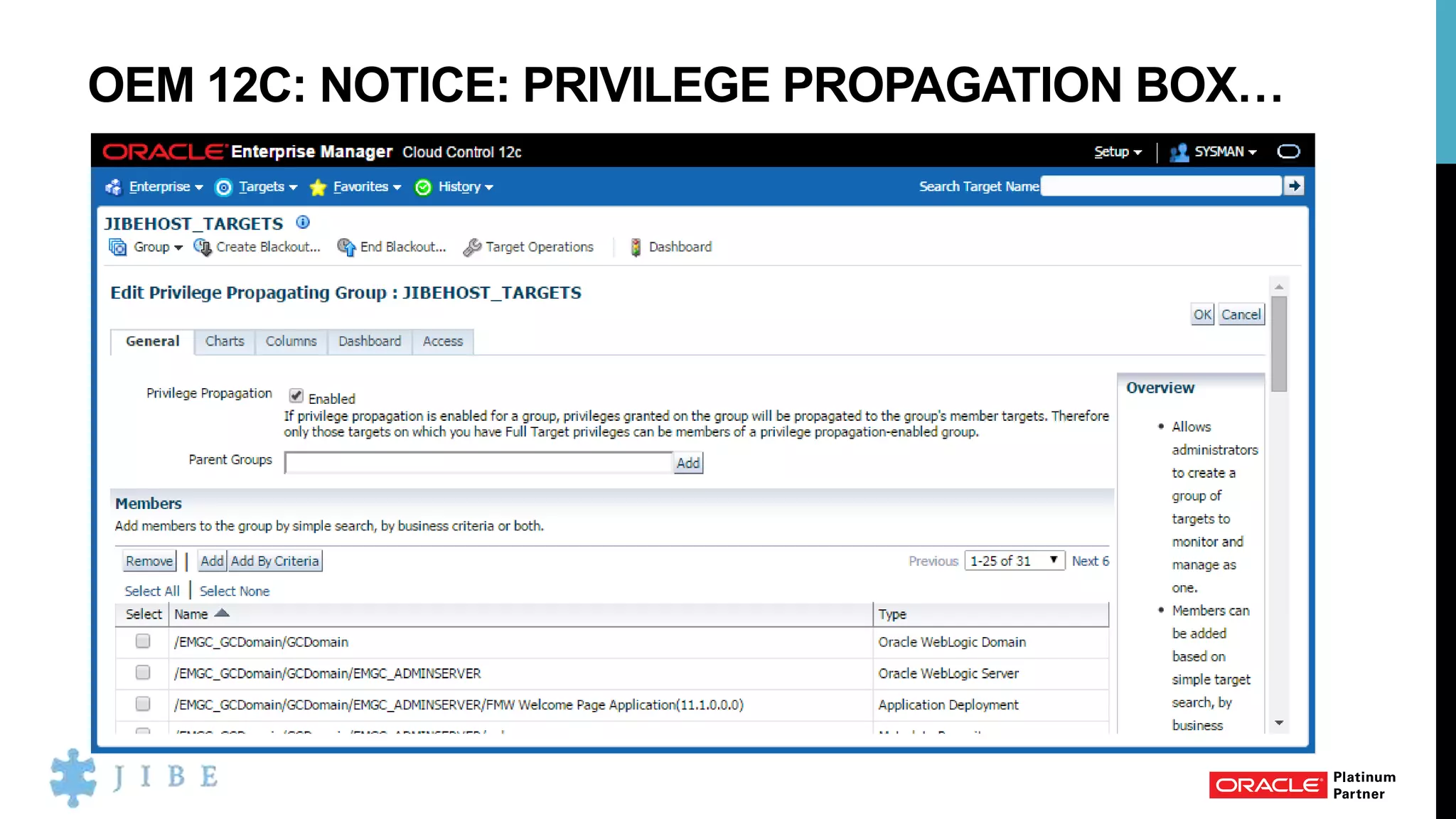 OEM 12C: NOTICE: PRIVILEGE PROPAGATION BOX…
 
