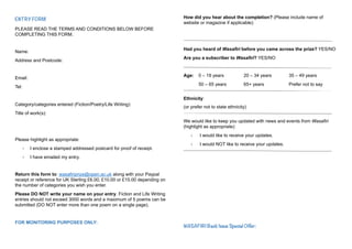 Wasafiri New Writing Prize 2017 - Entry Form | PPT