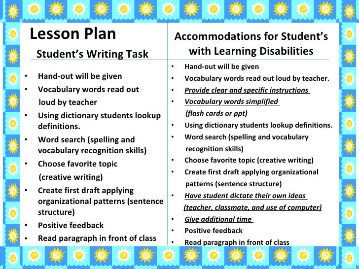 Lesson plans for children with disabilities