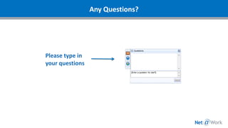 Please type in
your questions
Any Questions?
 