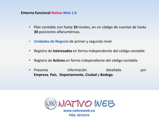 Es una solución que ofrece un modelo de arquitectura de 3 capas y conectividad con los motores de base de datos más robustos  del mercado. www.nativoweb.coPBX: 6914376