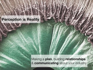 Perception is Reality




                Making a plan, building relationships
                & communicating about your industry
 