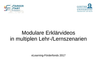 Modulare Erklärvideos
in multiplen Lehr-/Lernszenarien
eLearning-Förderfonds 2017
 