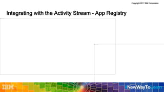 Copyright 2017 IBM Corporation
Integrating with the Activity Stream – App Registry
 